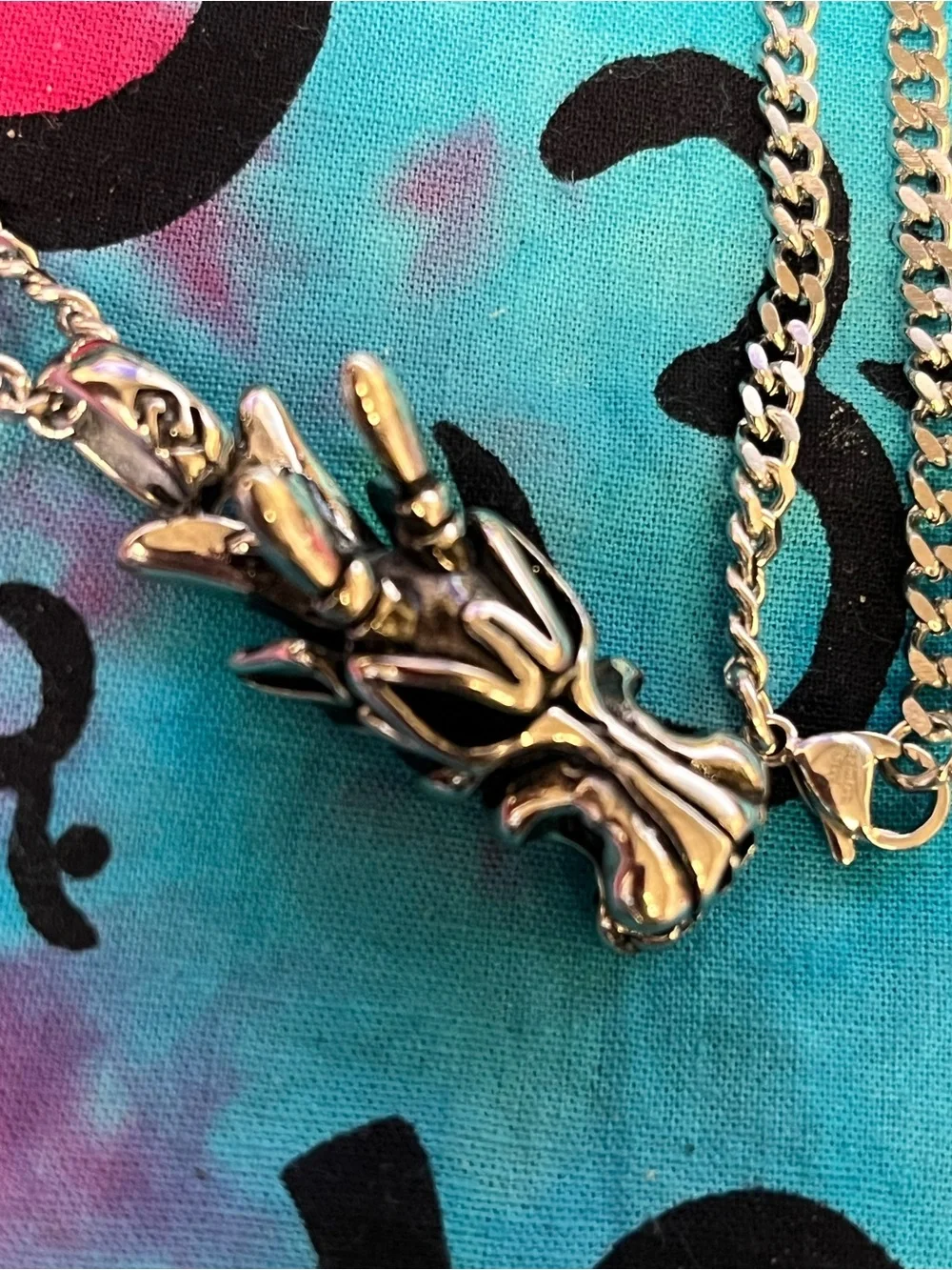 Stainless Steel Dragon Head Pendant Necklace 22” Chain Gothic Fantasy